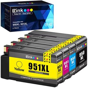 e-z ink (tm) compatible ink cartridge replacement for hp 950xl 951xl 950 xl 951 xl to use with officejet pro 8100 8610 8600 8615 8620 8625 276dw 251dw(1 black, 1 cyan, 1 magenta, 1 yellow, 4 pack