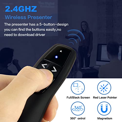 Presentation Clicker Wireless Presenter Remote Clicker for PowerPoint Presentation Remote, RF 2.4GHz USB Presentation Clicker PPT PowerPoint Clicker for Mac, Computer, Laptop