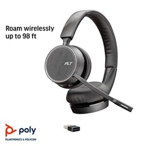 Plantronics - Voyager 4220 UC USB-C (Poly) - Bluetooth Dual-Ear (Stereo) Headset - Connect to PC, Mac, & Desk Phone - Noise Canceling - Works with Teams, Zoom & more