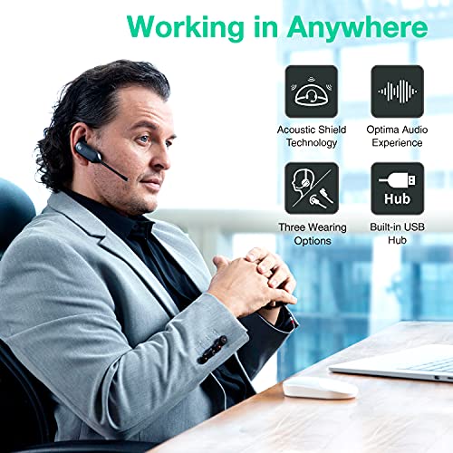 Yealink WH67 Wireless-Headset Bluetooth Headset with Microphone DECT Headset for Computer Laptop PC Office VoIP Phone Teams Certified(for Microsoft Optimized)