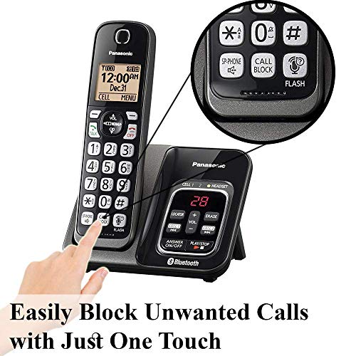 Panasonic KX-TG833SK Bluetooth Link2Cell Cordless Phone with Voice Assist and Answering Machine = 3 Handsets