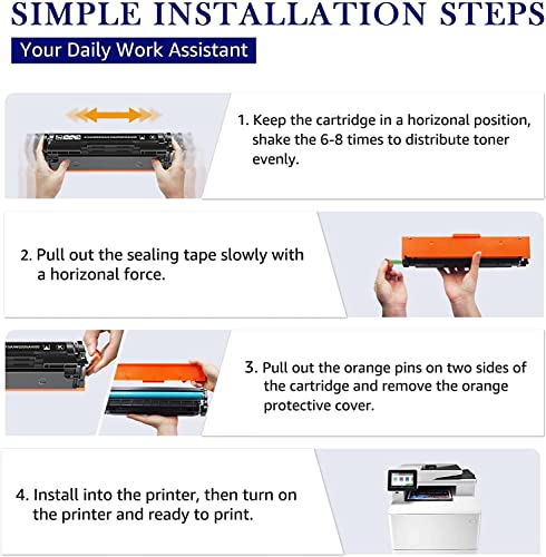 414X Toner Cartridges 4 Pack Compatible Replacement for HP 414X W2020X 414A W2020A Work with Color Pro MFP M479fdw M479fdn M454dw M454dn Printer (Black Cyan Magenta Yellow)