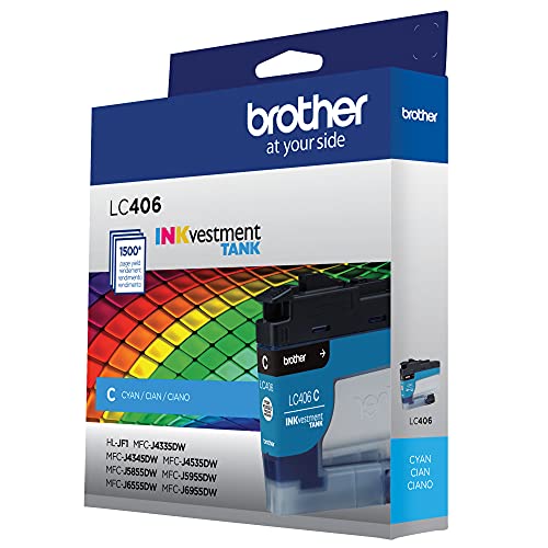 Brother Genuine LC406C Standard Yield Cyan INKvestment Tank Ink Cartridge