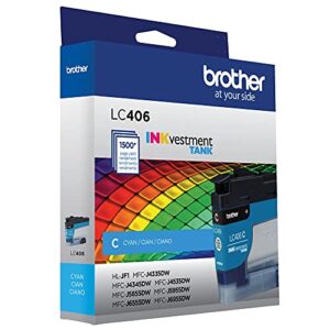 Brother Genuine LC406C Standard Yield Cyan INKvestment Tank Ink Cartridge