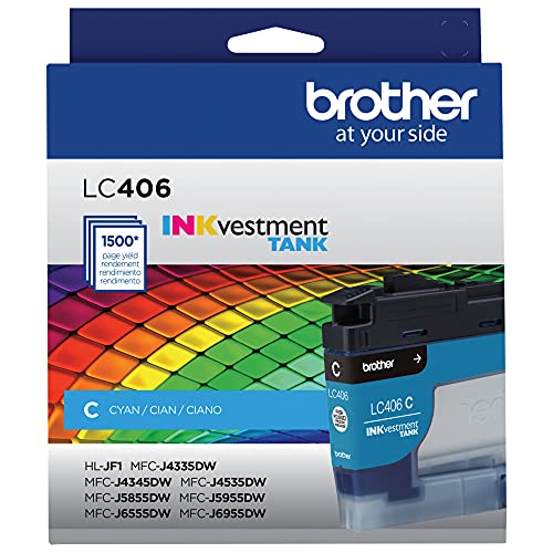 Brother Genuine LC406C Standard Yield Cyan INKvestment Tank Ink Cartridge