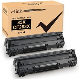 v4ink compatible cf283x toner cartridge replacement for hp 83x cf283x 83a cf283a for use in hp laserjet pro m201 m201dw m201n mfp m225 m225dn m225dw m225rdn series printer (black, 2 pack)