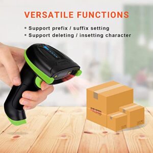 Tera Barcode Scanner Wireless Versatile 2-in-1 (2.4Ghz Wireless+USB 2.0 Wired) with Battery Level Indicator 328 Feet Transmission Distance Rechargeable 1D Laser Bar Code Reader USB Handheld (Green)