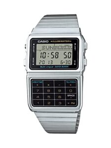 casio men’s silver tone 25 memory calculator databank watch