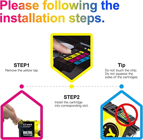 802XL Ink Cartridge, Remanufactured 802 Ink Cartridge Replacement for Epson 802XL 802 XL Ink Cartridge Combo Pack T802XL use for Workforce Pro WF-4740 WF-4730 WF-4720 WF-4734 EC-4020 EC-4030 (4 Pack)