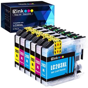 e-z ink (tm) compatible ink cartridge replacement for brother lc203xl lc203 xl to use with mfc-j480dw mfc-j880dw mfc-j4420dw mfc-j680dw mfc-j885dw (2 cyan, 2 magenta, 2 yellow, 6 pack)