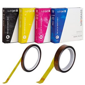 Sawgrass SubliJet UHD CMYK Inks SG500 & SG1000 4 Pack with Bonus 2 Rolls of ProSub Tape