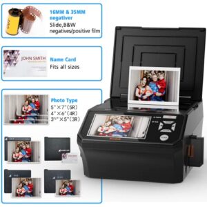 KEDOK Photo,NameCard,Slide & Negative Scanner with Large 5" LCD Screen,Film and Slide Digitizer-Convert 35mm,110 Film/Photo(3R,4R,5R)/NameCard to 22MP Digital JPEG-8GB SD Card Included