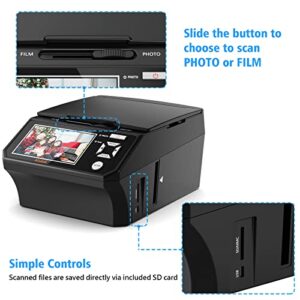 KEDOK Photo,NameCard,Slide & Negative Scanner with Large 5" LCD Screen,Film and Slide Digitizer-Convert 35mm,110 Film/Photo(3R,4R,5R)/NameCard to 22MP Digital JPEG-8GB SD Card Included