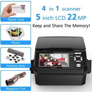 KEDOK Photo,NameCard,Slide & Negative Scanner with Large 5" LCD Screen,Film and Slide Digitizer-Convert 35mm,110 Film/Photo(3R,4R,5R)/NameCard to 22MP Digital JPEG-8GB SD Card Included