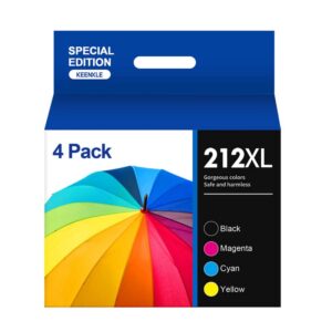 keenkle 212xl ink cartridges for epson printer remanufactured 212 212xl ink replacement for epson 212xl t212xl 212 xl t212 to use with xp-4100 xp-4105 wf-2830 wf-2850 printer 4 pack