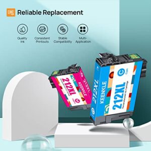 KEENKLE 212XL Ink Cartridges for Epson Printer Remanufactured 212 212XL Ink Replacement for Epson 212XL T212XL 212 XL T212 to use with XP-4100 XP-4105 WF-2830 WF-2850 Printer 4 Pack