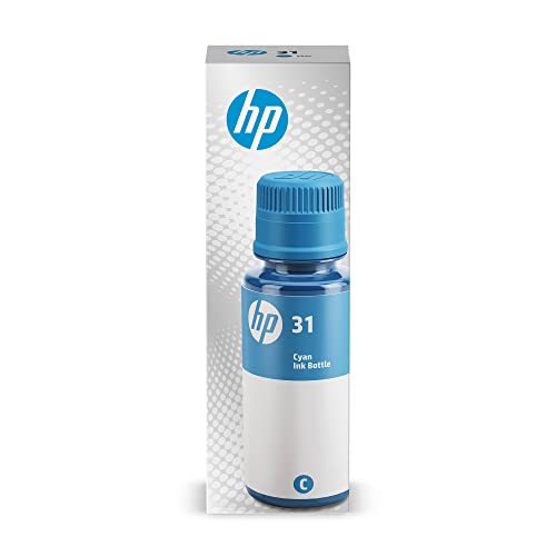 HP 31 | Ink Bottle | Cyan |Up to 8,000 pages per bottle|Works with HP Smart Tank Plus 651 and HP Smart Tank Plus 551 | 1VU26AN