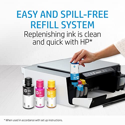 HP 31 | Ink Bottle | Cyan |Up to 8,000 pages per bottle|Works with HP Smart Tank Plus 651 and HP Smart Tank Plus 551 | 1VU26AN
