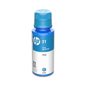 HP 31 | Ink Bottle | Cyan |Up to 8,000 pages per bottle|Works with HP Smart Tank Plus 651 and HP Smart Tank Plus 551 | 1VU26AN