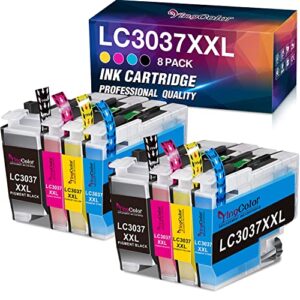 lc3037 bk/c/m/y ink cartridges super high yield compatible replacement for brother lc3037 lc3037xxl lc3039 for brother mfc-j5945dw mfc-j6945dw mfc-j5845dwxl mfc-j6545dwxl printer (8 pack)