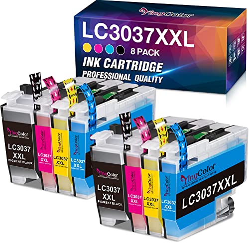 LC3037 BK/C/M/Y Ink Cartridges Super High Yield Compatible Replacement for Brother LC3037 LC3037XXL LC3039 for Brother MFC-J5945DW MFC-J6945DW MFC-J5845DWXL MFC-J6545DWXL Printer (8 Pack)