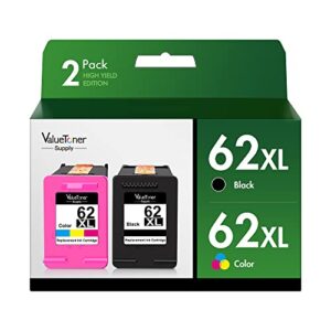 62xl ink cartridge combo pack replacement for hp ink 62 xl cartridges compatible with envy 5540 5660 7640 officejet mobile 200 250 officejet 5740 8040 printers (2 pack: 1 black, 1 tri-color)