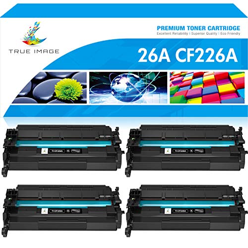 TRUE IMAGE Compatible Toner Cartridge 26A CF226A Replacement for HP 26A CF226A 26X CF226X M402n M426fdw Pro M402dn M402dw M402 402n MFP M426fdn M426dw M426 426fdw Toner Printer (Black, 4-Pack)