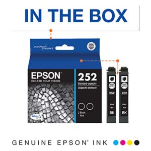 EPSON T252 DURABrite Ultra Ink Standard Capacity Black Dual Cartridge Pack (T252120-D2) for select Epson WorkForce Printers