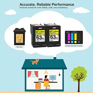 Cartlee 2 Black Remanufactured 63XL 63 XL High Yield Ink Cartridges For HP Envy 4512 4520 DeskJet 3632 2130 1110 1111 1112 2132 3630 3634 3637 3636 OfficeJet 3830 3833 4650 4655 4652 5255 5258 Printer