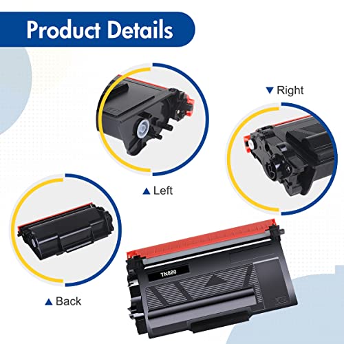 TN880 Super High Yield Toner Cartridge 2 Pack Black Replacement for Brother TN880 TN-880 TN 880 Toner Cartridge for Brother HL-L6200DW L6200DWT L6400DW L6400DWT MFC-L6700DW L6800DW L6900DW Printer