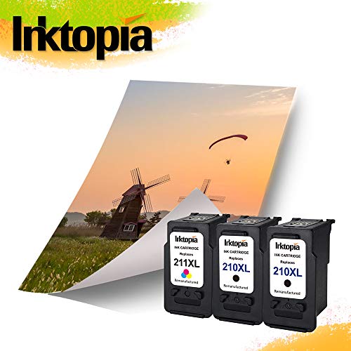 Inktopia Remanufactured Ink Cartridge Replacement for Canon 210XL PG-210XL 211XL CL211XL (2 Black,1 Color) for IP2700 IP2702 MP240 MP250 MP270 MP280 MP490 MP495 MP499 MX320 MX350 MX360 Printer