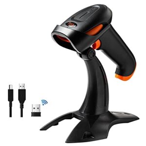 tera wireless 2d qr barcode scanner with stand, 3 in 1 compatible with bluetooth & 2.4ghz wireless & usb wired barcode reader handheld bar code reader hw0001