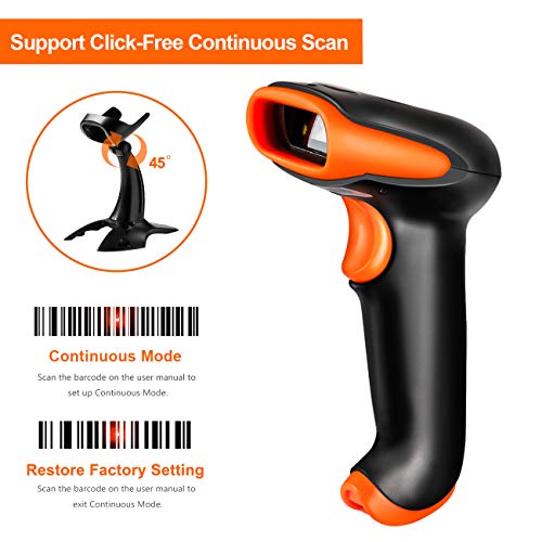 Tera Wireless 2D QR Barcode Scanner with Stand, 3 in 1 Compatible with Bluetooth & 2.4GHz Wireless & USB Wired Barcode Reader Handheld Bar Code Reader HW0001