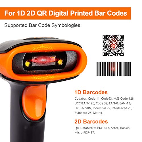 Tera Wireless 2D QR Barcode Scanner with Stand, 3 in 1 Compatible with Bluetooth & 2.4GHz Wireless & USB Wired Barcode Reader Handheld Bar Code Reader HW0001