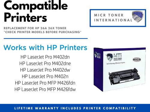 MICR Toner International Compatible MICR Toner Cartridge Replacement for HP CF226A 26A M402dn M402n M402dw M426fdn M426fdw