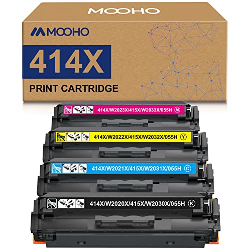 Mooho Compatible 414X Toner Cartridge 4 Pack Replacement for HP 414X W2020X High Yield for HP Color Laserjet Pro MFP M479 M454 M479fdn M479dw M479fdw M454dn M454dw Printer(Black Cyan Yellow Magenta)