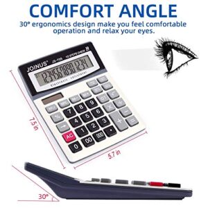 Large 14-Digit LCD Display Desktop Calculator with Check & Correct Function, Solar Battery Dual Power Calculator, Large Computer Keys Electronics Calculator for Office School Calculating