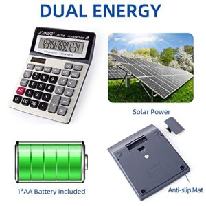 Large 14-Digit LCD Display Desktop Calculator with Check & Correct Function, Solar Battery Dual Power Calculator, Large Computer Keys Electronics Calculator for Office School Calculating