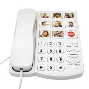 big button phone for seniors, 9 pictured big buttons,extra loud ringer,wired simple basic landline telephone for visually impaired old people with large easy buttons, emergency house phones