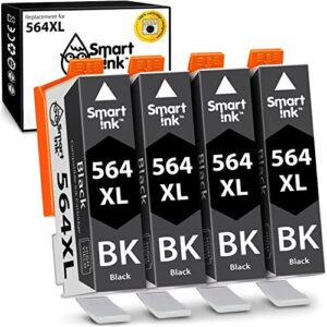 smart ink compatible ink cartridge replacement for hp 564xl 564 xl (4 black combo pack) for photosmart 6525 6520 7520 5520 7510 5510 7525 6515 6510 b210 c410 5514 b209 b209a c309 c309 officejet 4620