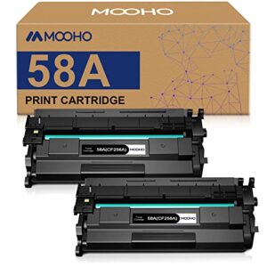 mooho compatible toner cartridge replacement for hp 58a cf258a 58x cf258x toner for hp laserjet pro m404n m404dn m404dw mfp m428fdw m428fdn m428dw m404 toner printer (2 black, with chip)