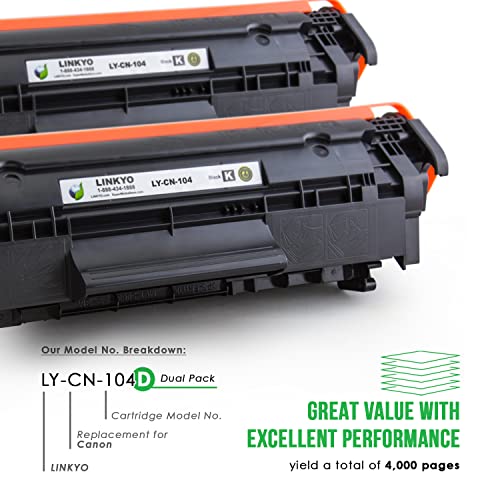 LINKYO Compatible Toner Cartridge Replacement for Canon 104 (Black, 2-Pack)