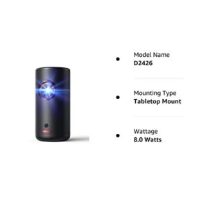 Nebula Anker Capsule 3 Laser 1080p, Smart, Wi-Fi, Mini Projector, Black, Portable Projector, Laser Projector, Autofocus, 120-Inch Picture, Built-in Battery, 2.5 Hours of Playtime (Renewed)