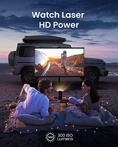 Nebula Anker Capsule 3 Laser 1080p, Smart, Wi-Fi, Mini Projector, Black, Portable Projector, Laser Projector, Autofocus, 120-Inch Picture, Built-in Battery, 2.5 Hours of Playtime (Renewed)