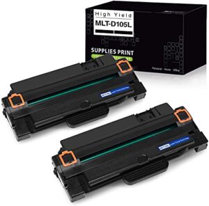 compatible toner cartridges replacement for samsung 105l mlt-d105l mlt105l use with samsung ml-2525w ml-2525 ml-2545 ml-1915 scx-4623f scx-4623fw scx-4623fn sf-650 sf-650p printer (2 black)