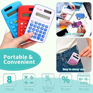 48 Pcs Pocket Calculator Bulk Small Basic Calculator 4 Function Calculator Battery Powered Calculator 8 Digit Display Calculator Pocket Size for Students Kids School Home Office Supplies, 3 Styles