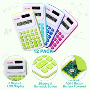 48 Pcs Pocket Calculator Bulk Small Basic Calculator 4 Function Calculator Battery Powered Calculator 8 Digit Display Calculator Pocket Size for Students Kids School Home Office Supplies, 3 Styles