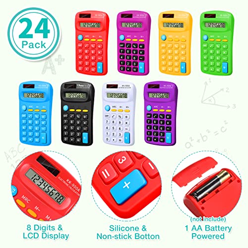 48 Pcs Pocket Calculator Bulk Small Basic Calculator 4 Function Calculator Battery Powered Calculator 8 Digit Display Calculator Pocket Size for Students Kids School Home Office Supplies, 3 Styles