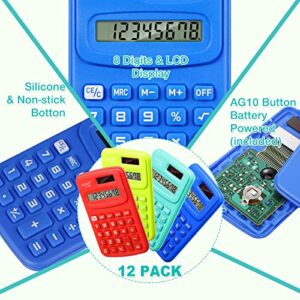 48 Pcs Pocket Calculator Bulk Small Basic Calculator 4 Function Calculator Battery Powered Calculator 8 Digit Display Calculator Pocket Size for Students Kids School Home Office Supplies, 3 Styles
