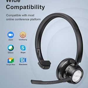 Link Dream Trucker Bluetooth Headset 20H Talktime Wireless Headset with 270°Rotatable Noise Cancelling Microphone USB Dongle for Online Meeting, Office Home, Call Center, Computer, Cell Phone